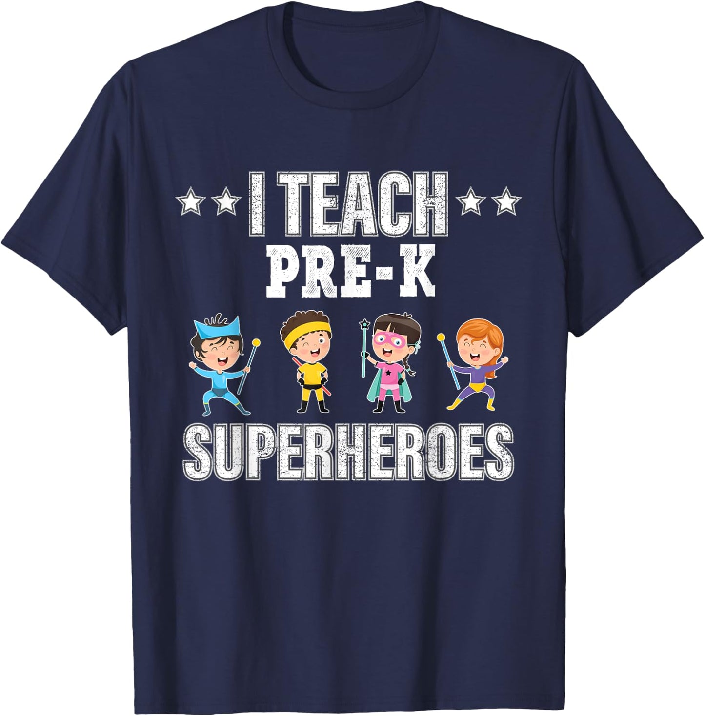 I Teach Pre-k Superheroes Shirt Back To School Teacher Men Women T-Shirt - T-Shirt | Navy