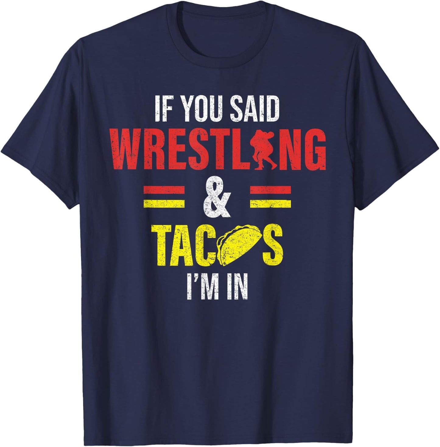 Funny Wrestling and Tacco T-Shirt - T-Shirt | Navy