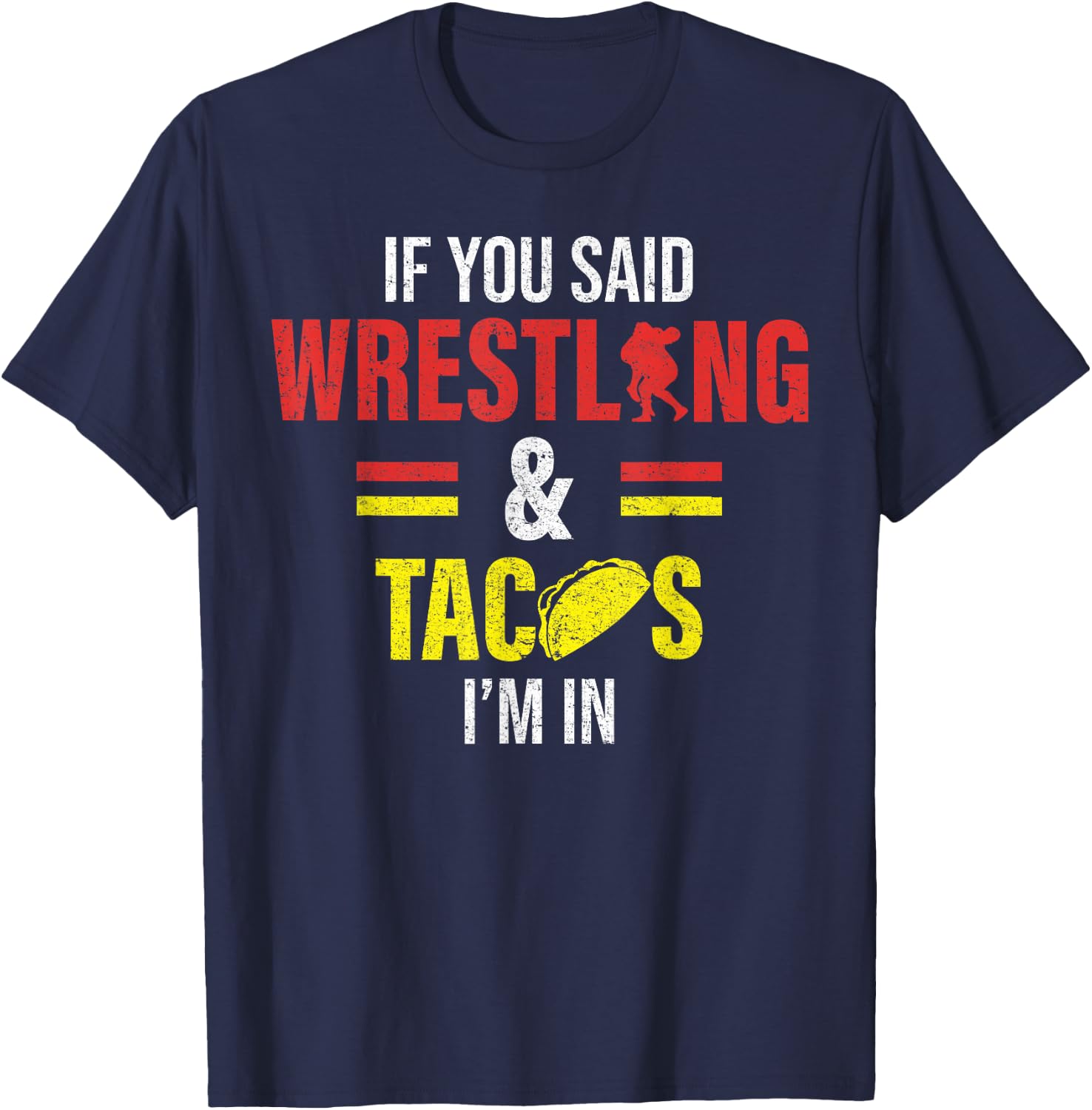 Funny Wrestling and Tacco T-Shirt - T-Shirt | Navy