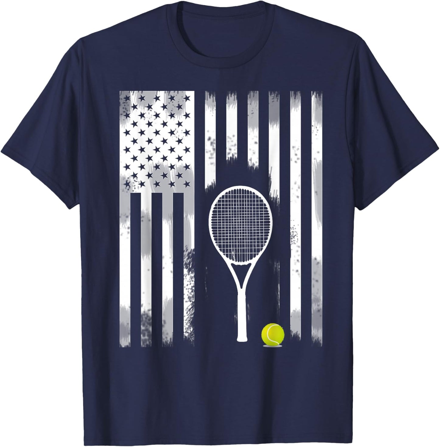 Tennis American Flag USA America Tennis Open Patriot T-Shirt - T-Shirt | Navy