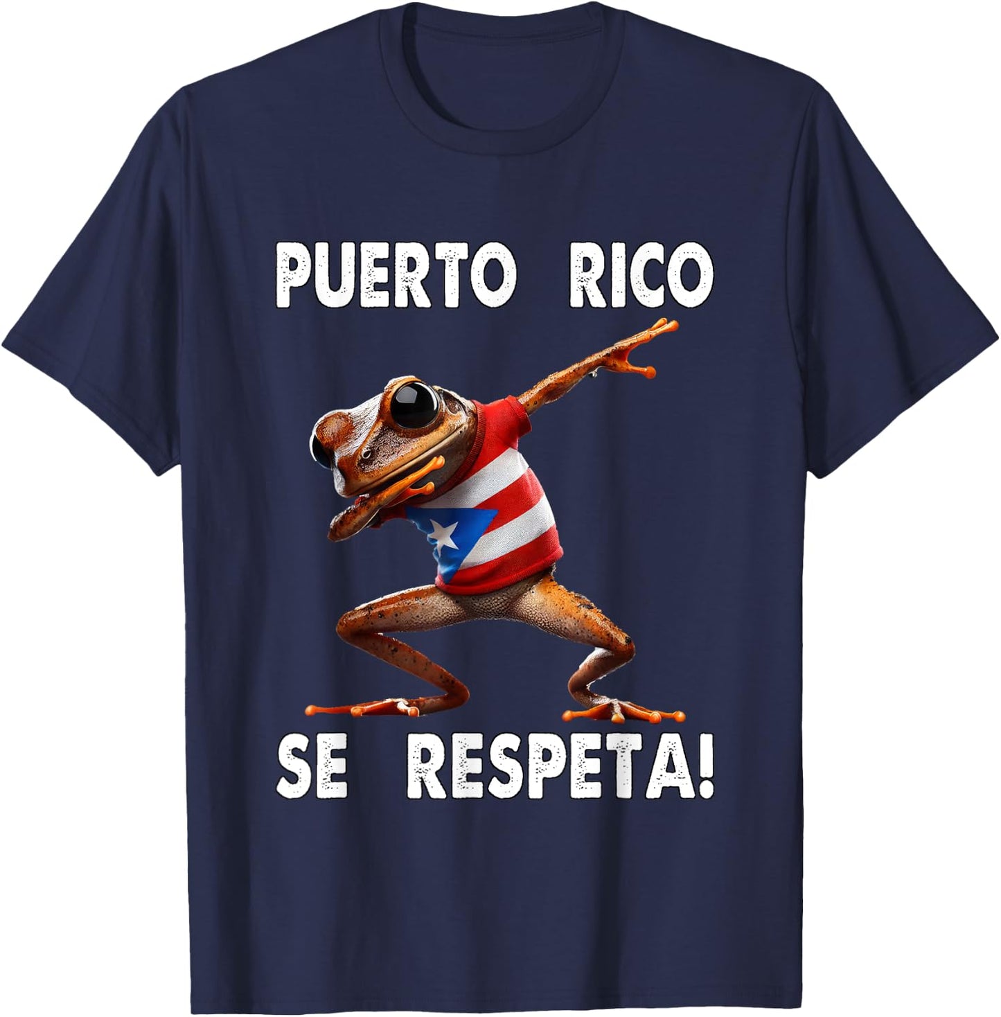 Puerto Rico Se Respeta Coqui Dab PR Flag Boricua T-Shirt - T-Shirt | Navy