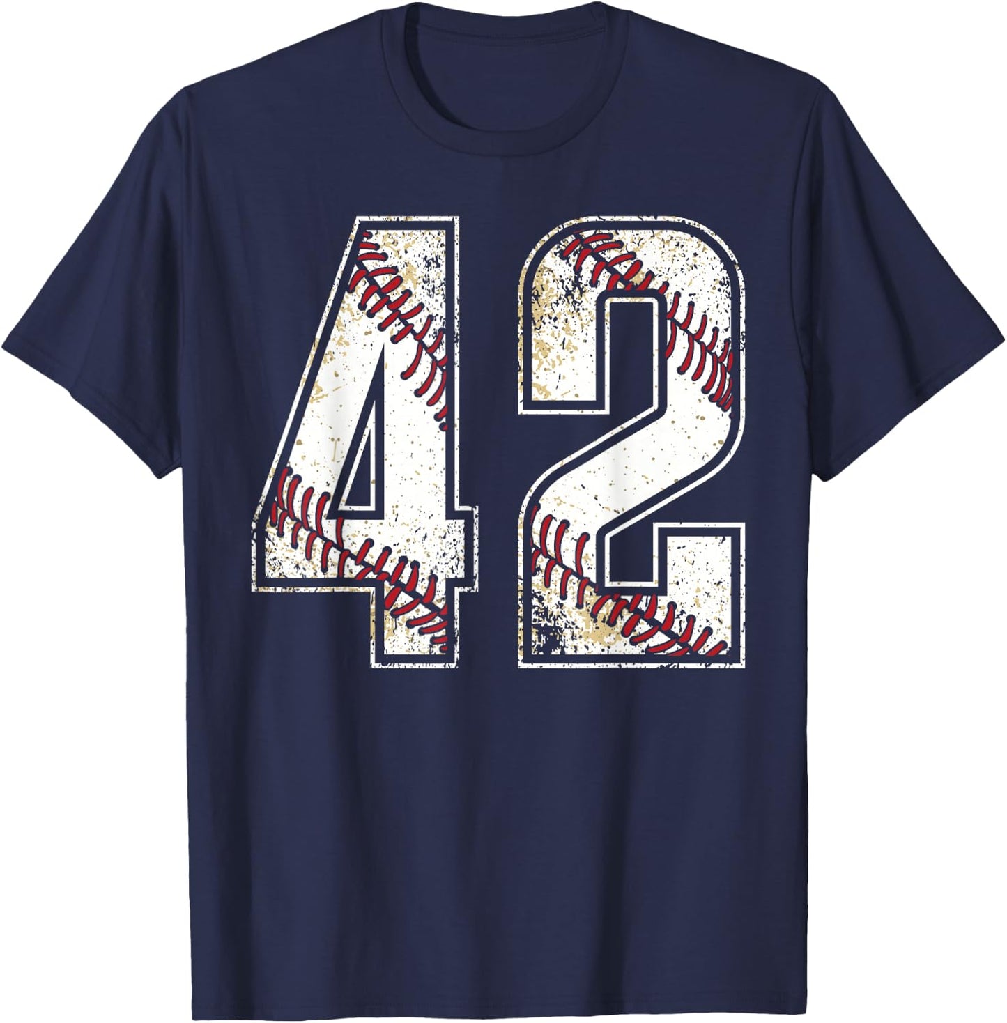 #42 Baseball Jersey Number 42 Vintage Retro Birthday Gift T-Shirt - T-Shirt | Navy