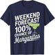 Weekend Forecast 100% Chance Of Margaritas Funny Marg Lover T-Shirt - T-Shirt | Navy