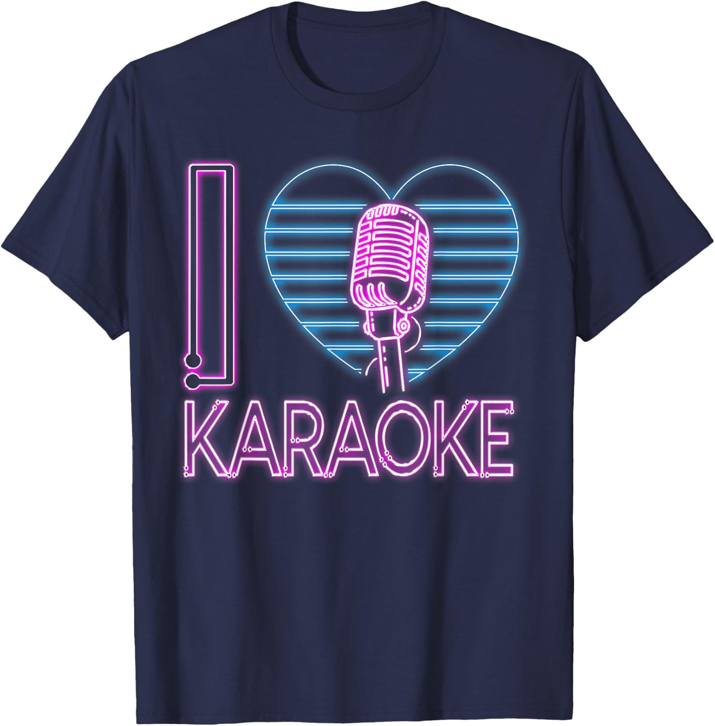 Karaoke Singer Heart 80s Retro I Love Karaoke T-Shirt - T-Shirt | Navy