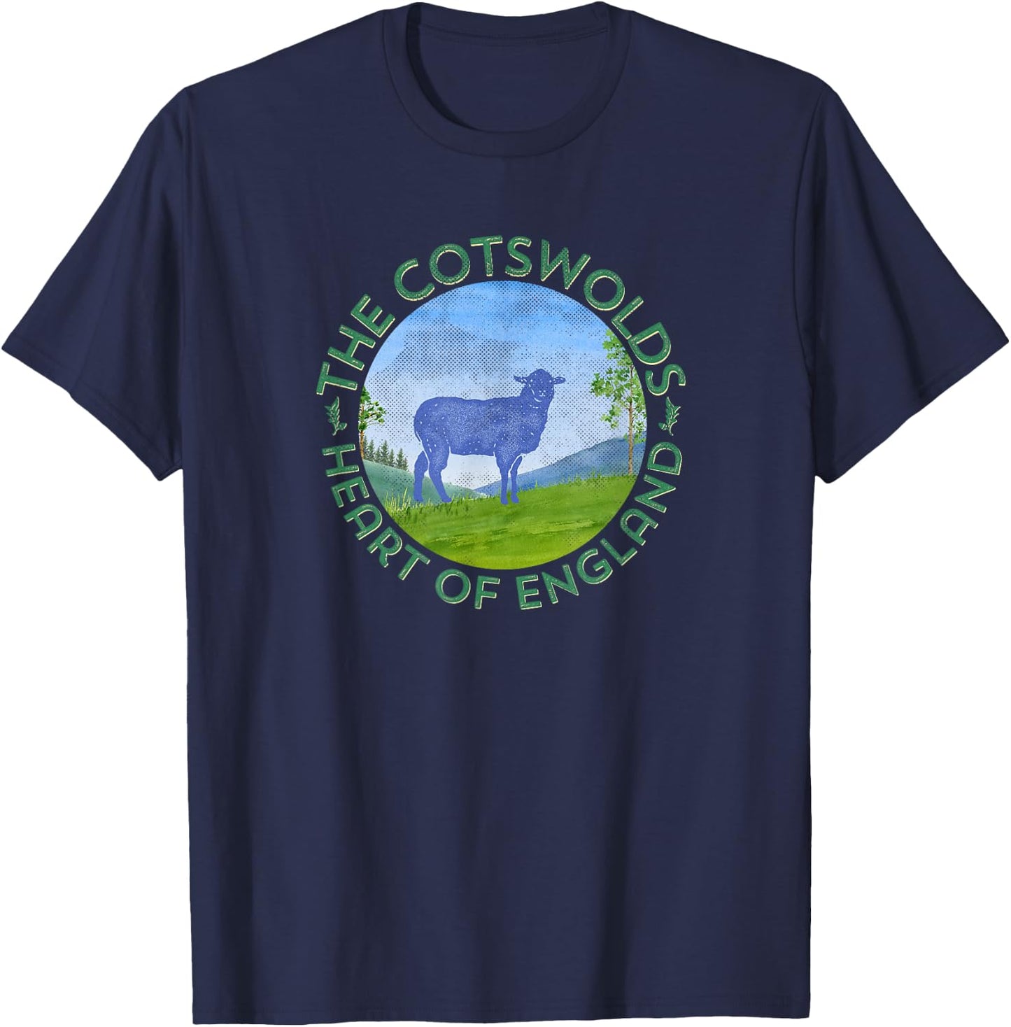 The Cotswolds England UK Sheep Girl's Women Gardener's T-Shirt - T-Shirt | Navy