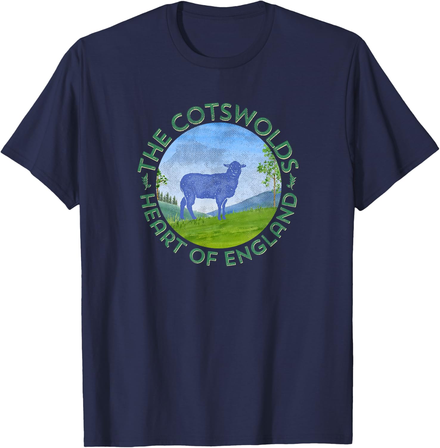 The Cotswolds England UK Sheep Girl's Women Gardener's T-Shirt - T-Shirt | Navy
