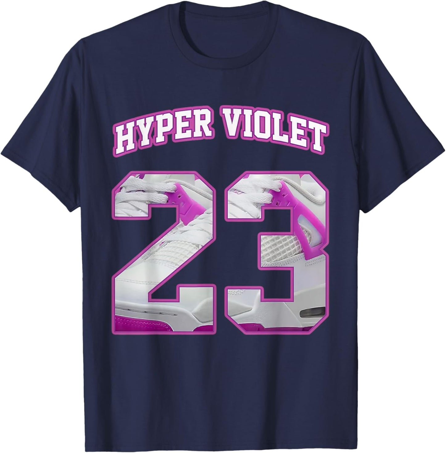 Number 23 Hyper Violet 4s Loser Lover Matching Retro T-Shirt - T-Shirt | Navy
