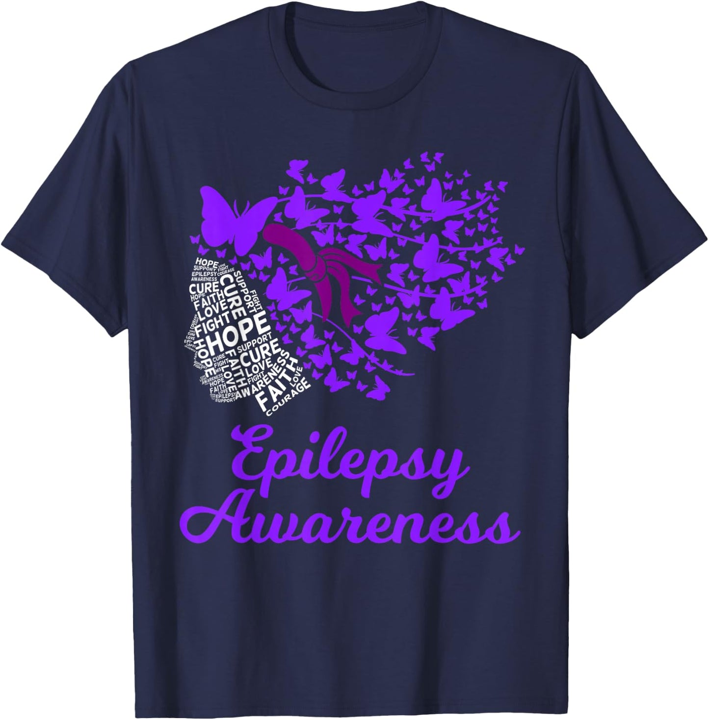 Epilepsy Awareness Day Epilepsy Butterfly T-Shirt - T-Shirt | Navy