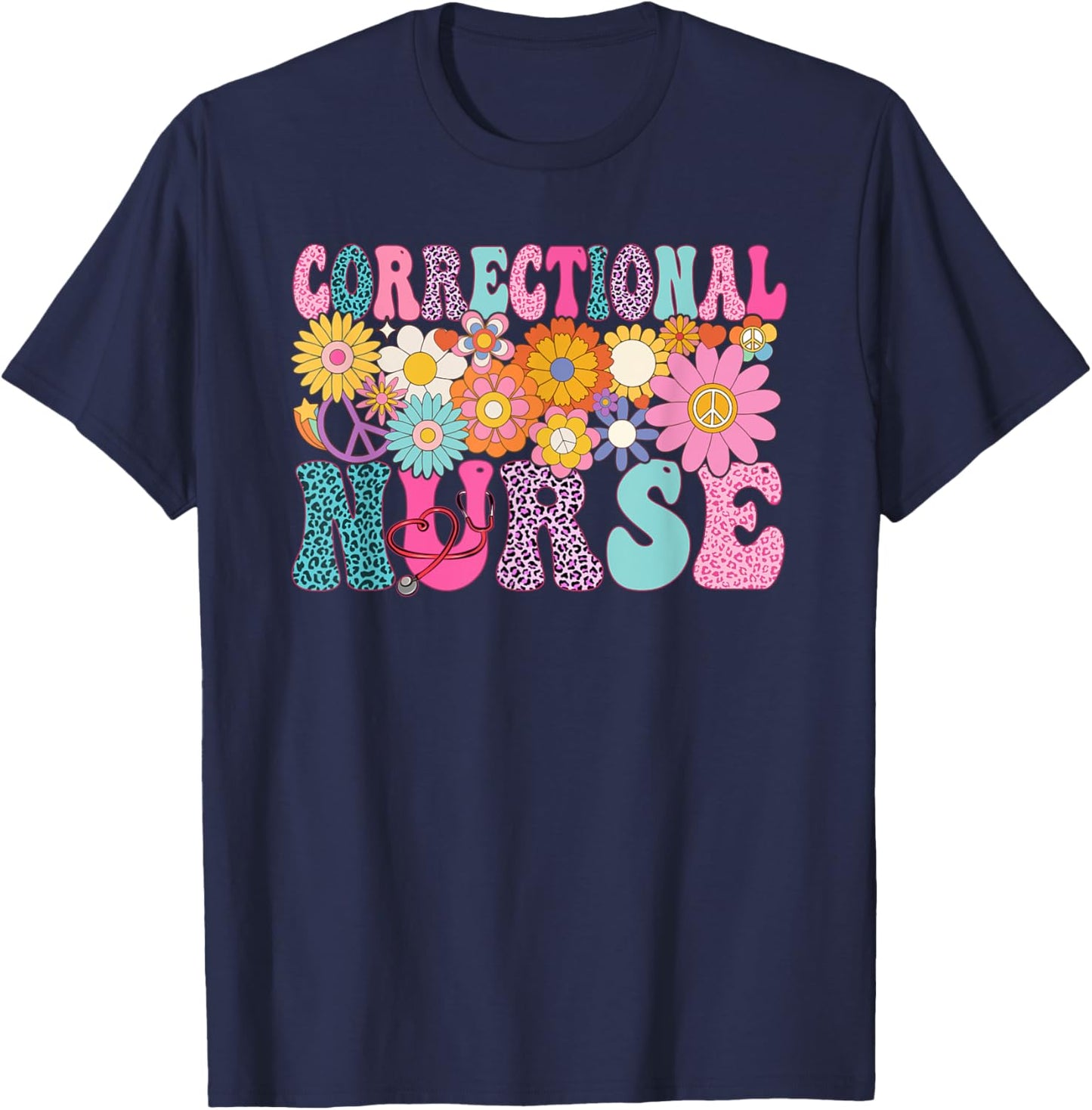 Correctional Nurse Week Groovy Appreciation Day T-Shirt - T-Shirt | Navy