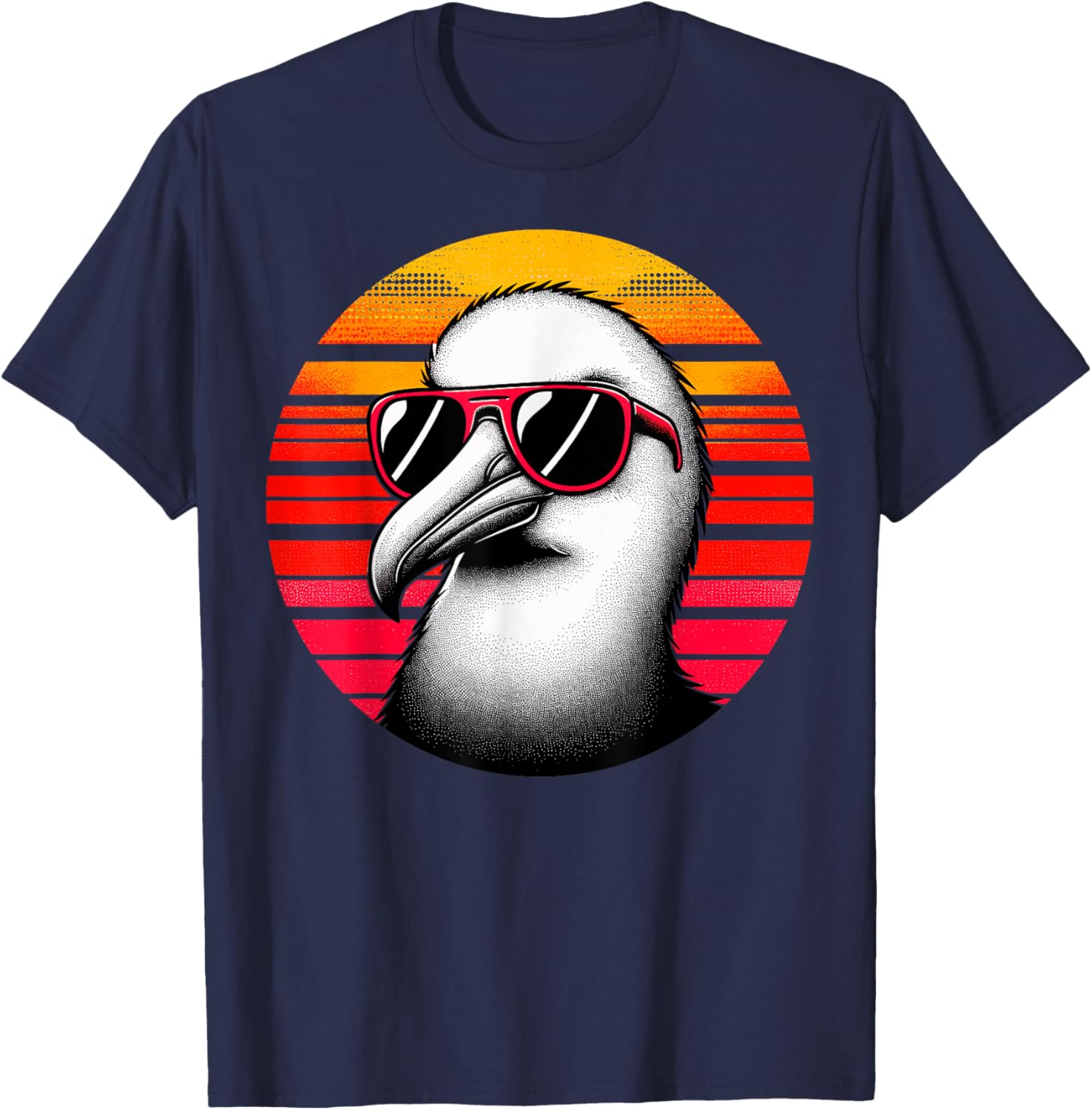 Albatross Bird Sunglasses Sunset Retro Style Vintage 70s T-Shirt - T-Shirt | Navy