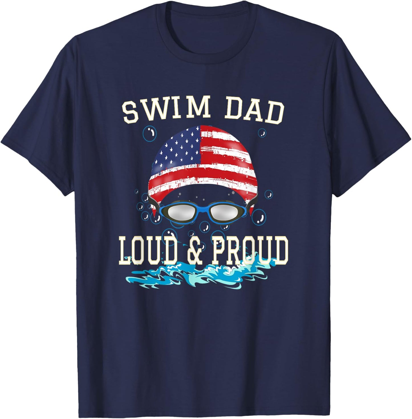 Swim Dad T shirt Funny Swimming Swimmer Cheer Dad Gift T-Shirt - T-Shirt | Navy