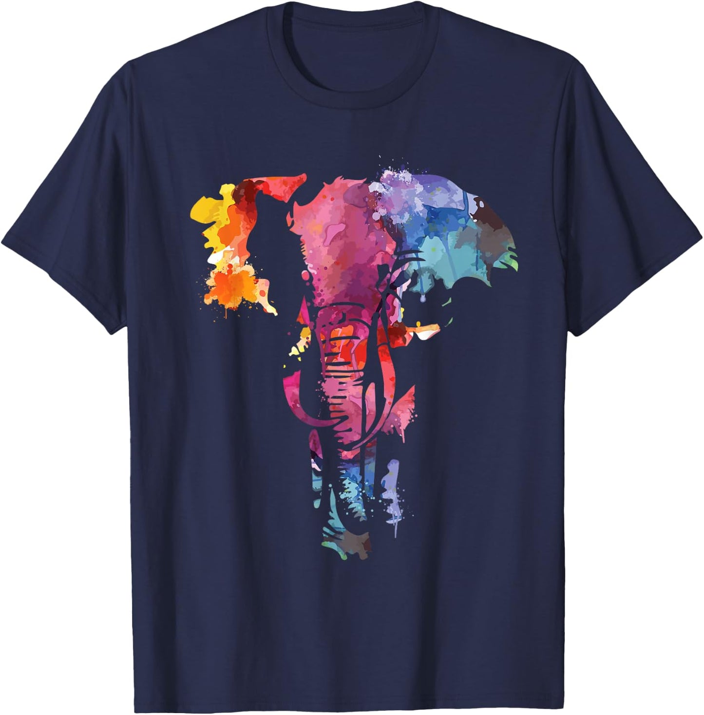 Elephant Watercolor Art Design For People Who Love Elephants T-Shirt - T-Shirt | Navy