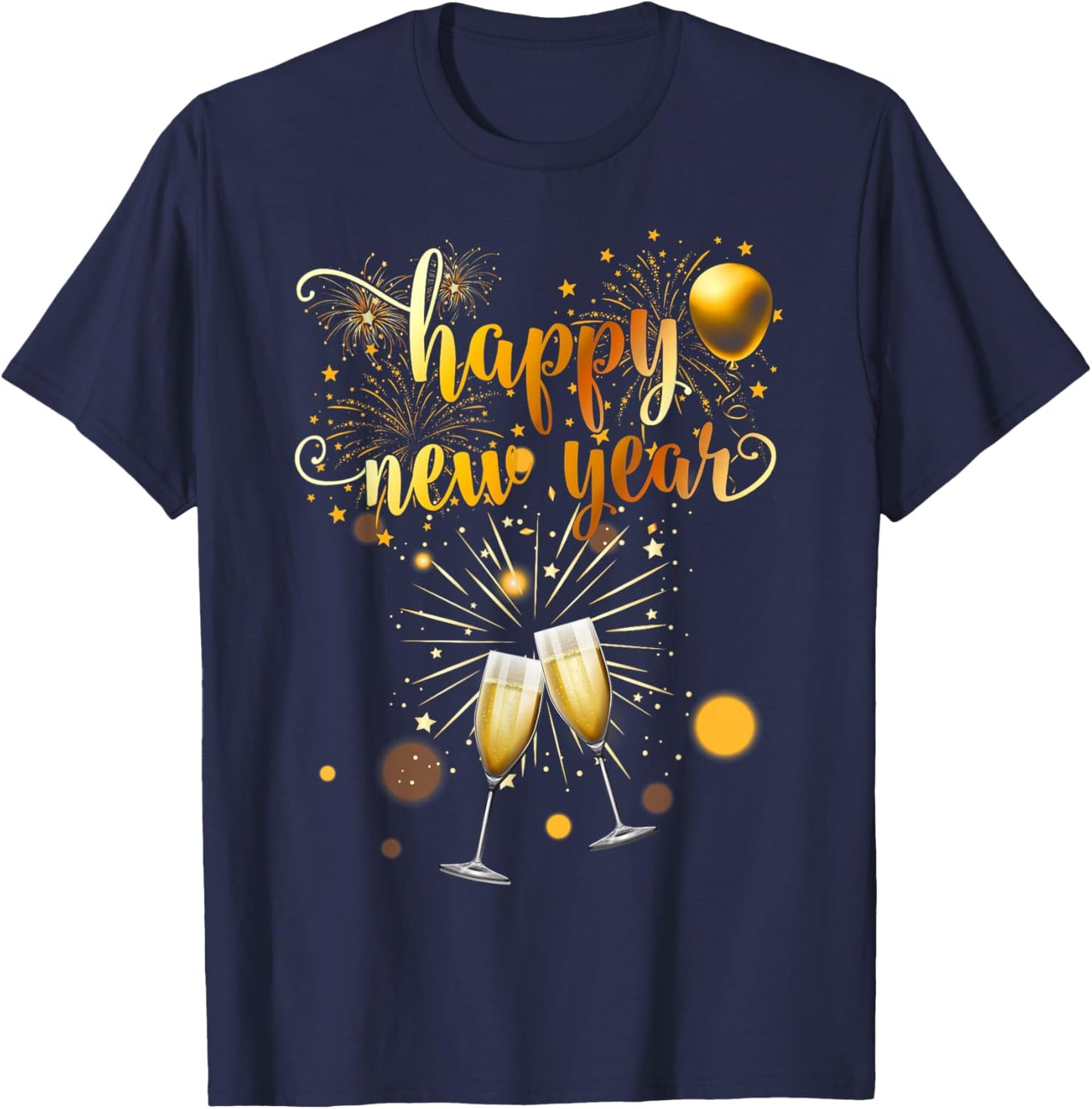 New Years Eve Party Supplies 2026 Happy New Year Fireworks T-Shirt - T-Shirt | Navy