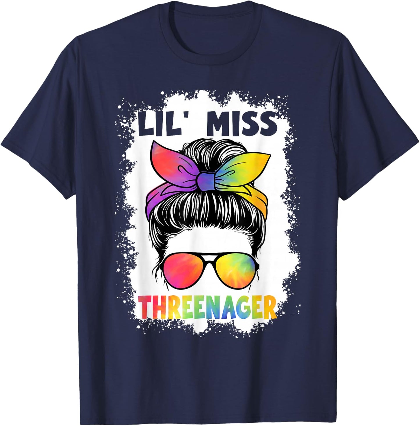 Little Miss Threenager Birthday 3 Years 3rd Birthday Girl T-Shirt - T-Shirt | Navy