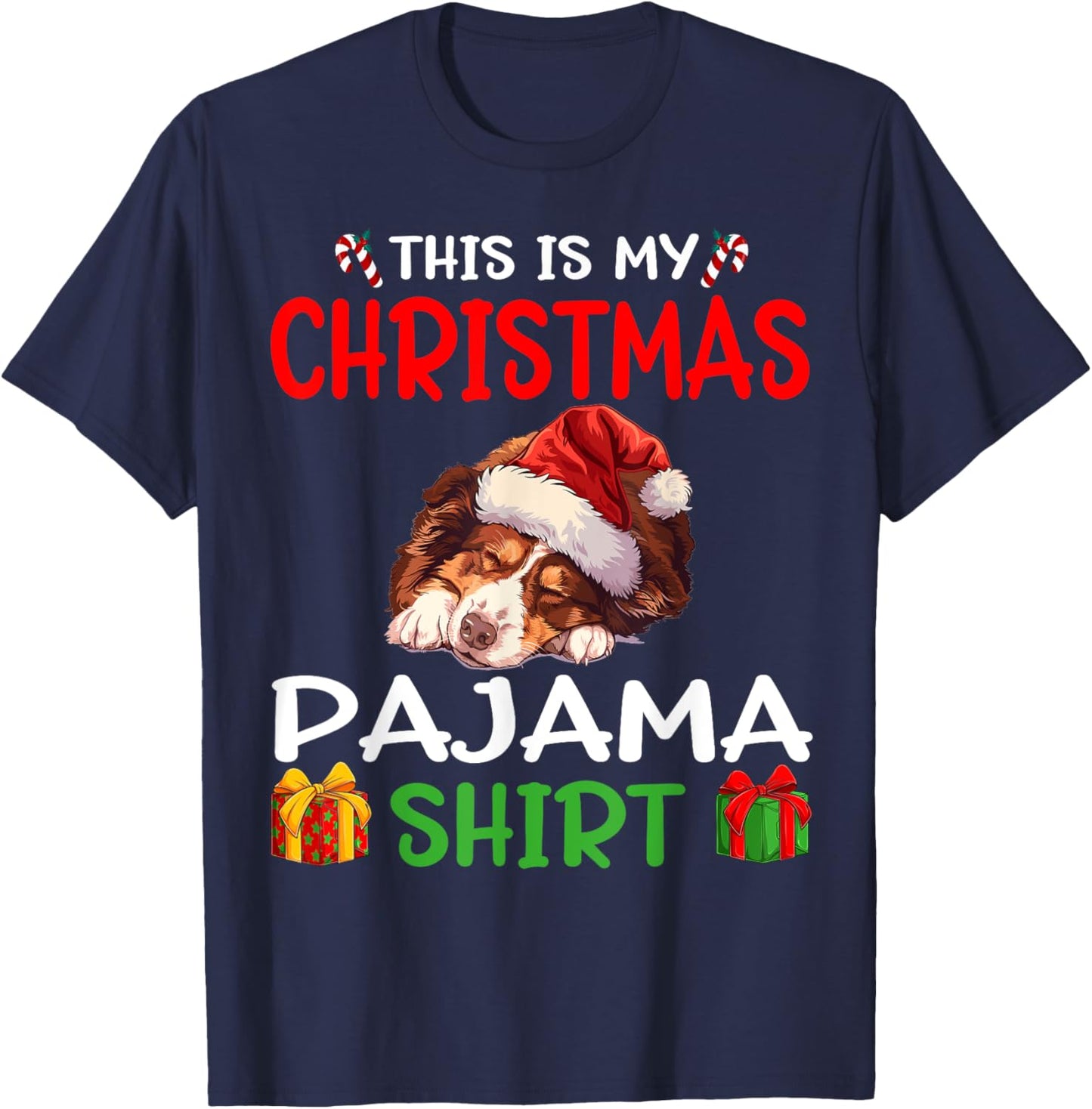 Cute Australian Shepherd Dog This is my Christmas Pajama Women Kids T-Shirt - T-Shirt | Navy