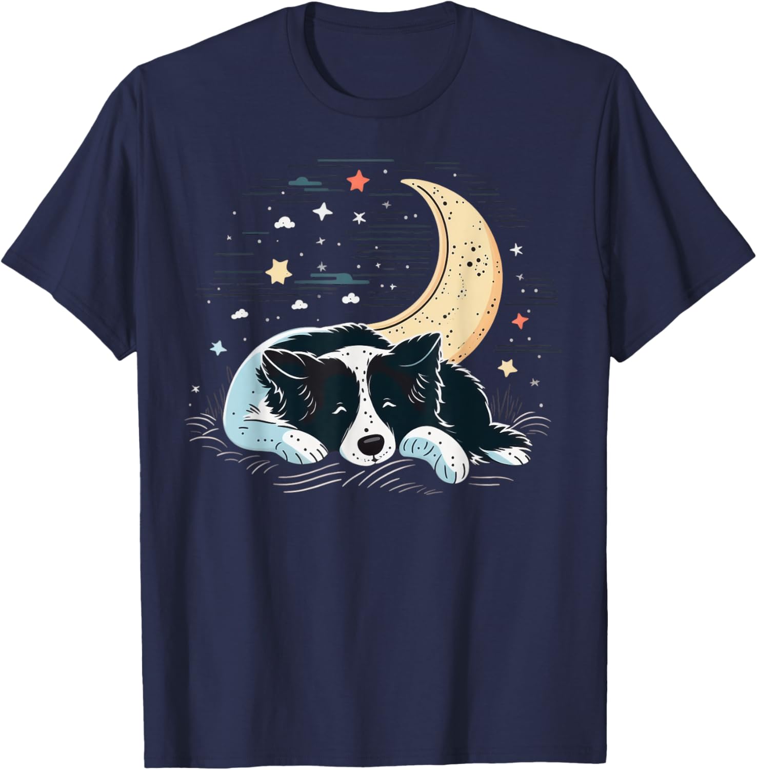 Napping Border Collie pajama on Border Collie Sleeping T-Shirt - T-Shirt | Navy