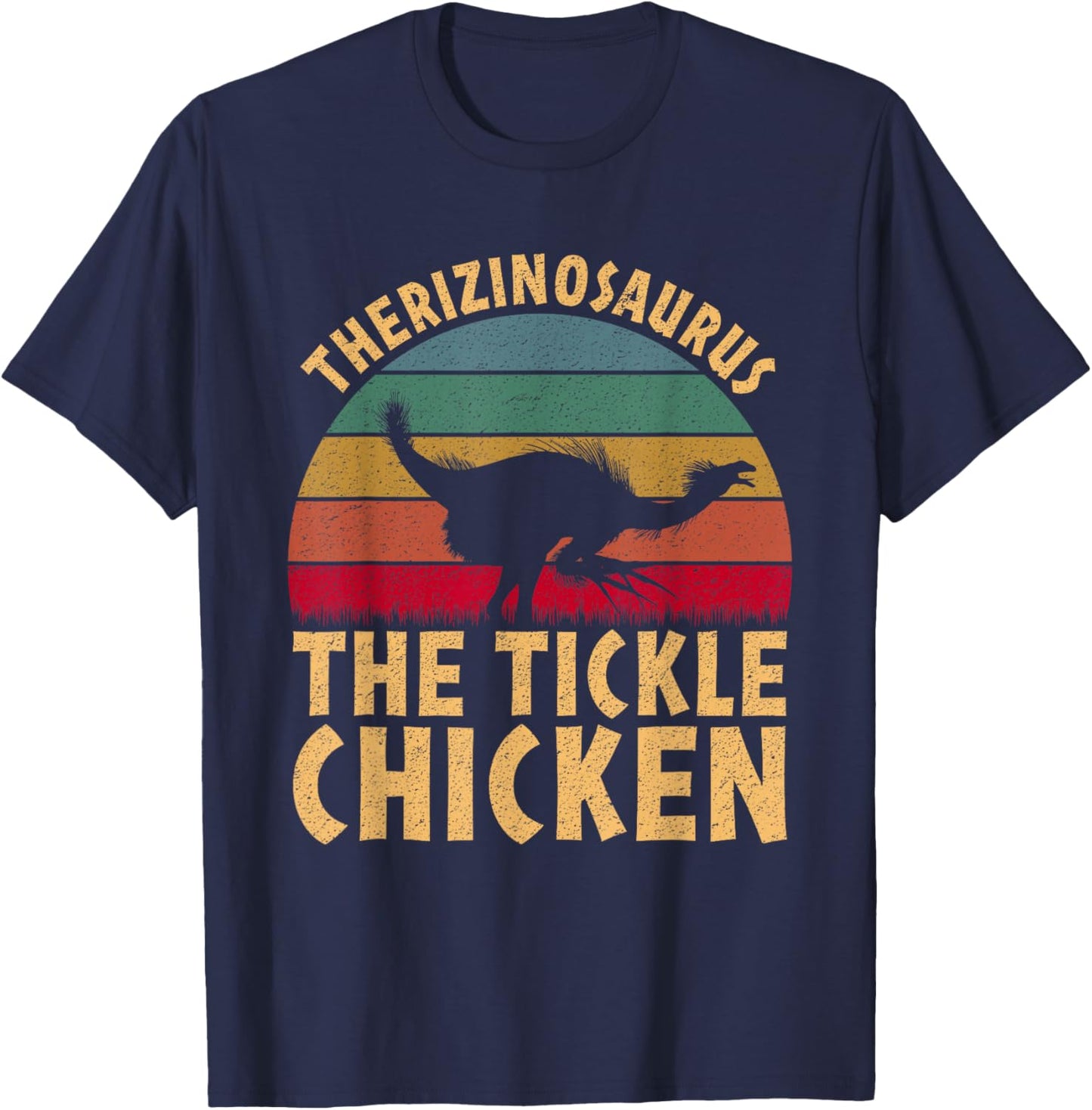 Therizinosaurus The Tickle Chicken - Funny Dinosaur Vintage T-Shirt - T-Shirt | Navy