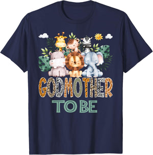 Soon To Be GodMother Jungle Animal Safari Gender Reveal T-Shirt - T-Shirt | Navy