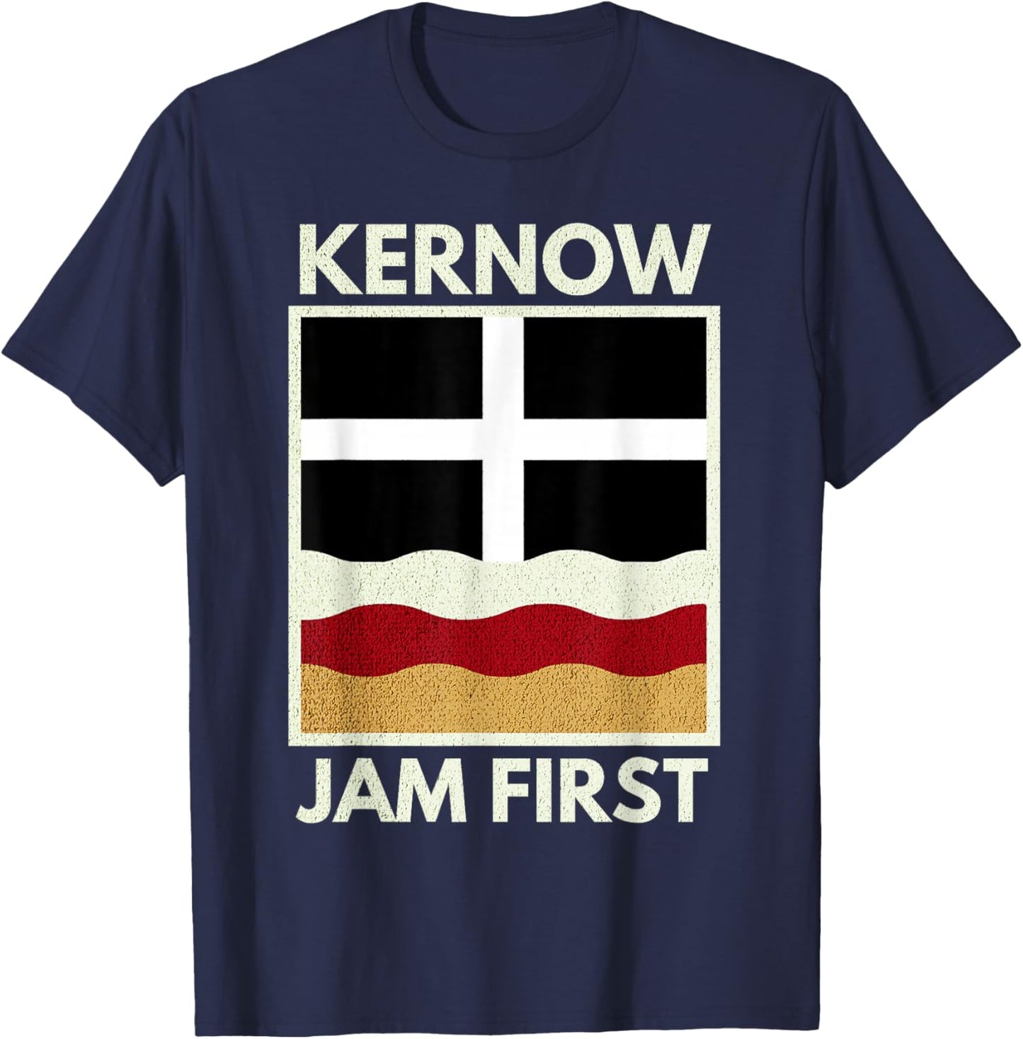 Kernow Jam First Cornish Scone Cream Tea Of Cornwall T-Shirt - T-Shirt | Navy