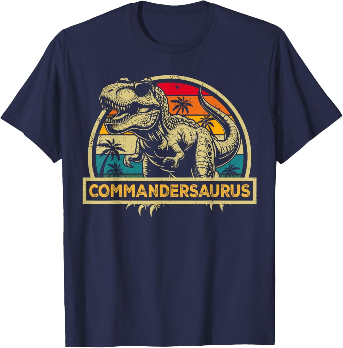 Commandersaurus Dinosaur Commander Saurus Family Matching T-Shirt - T-Shirt | Navy