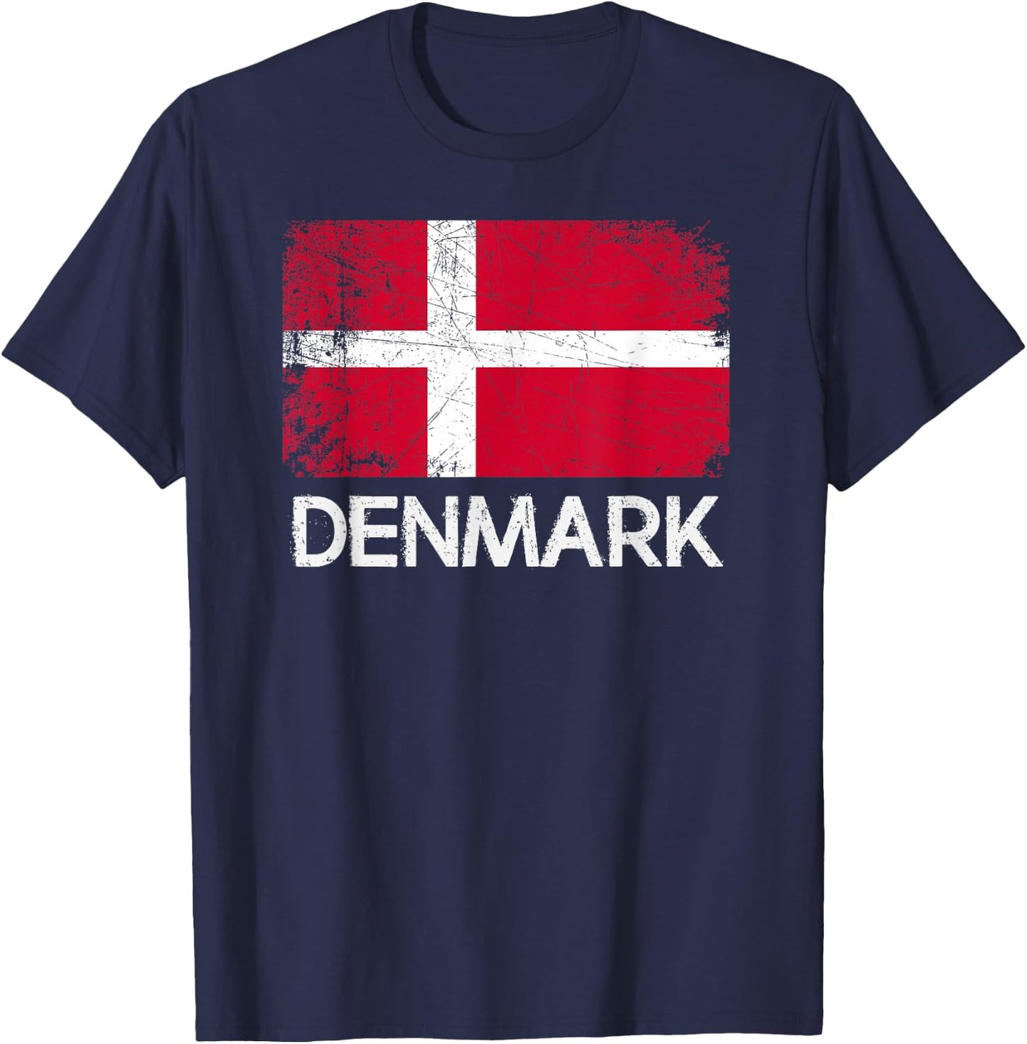 Danish Flag | Vintage Made In Denmark Gift T-Shirt - T-Shirt | Navy