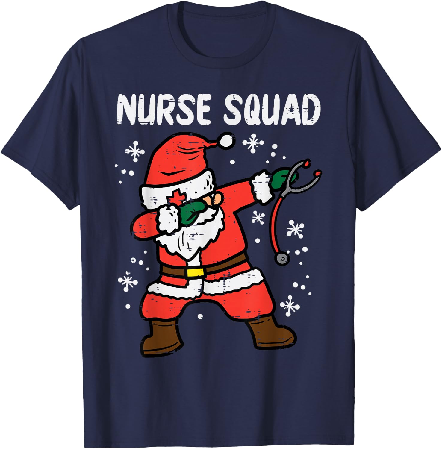 Santa Dab Nurse Squad Christmas Xmas Scrub RN Medical Women T-Shirt - T-Shirt | Navy