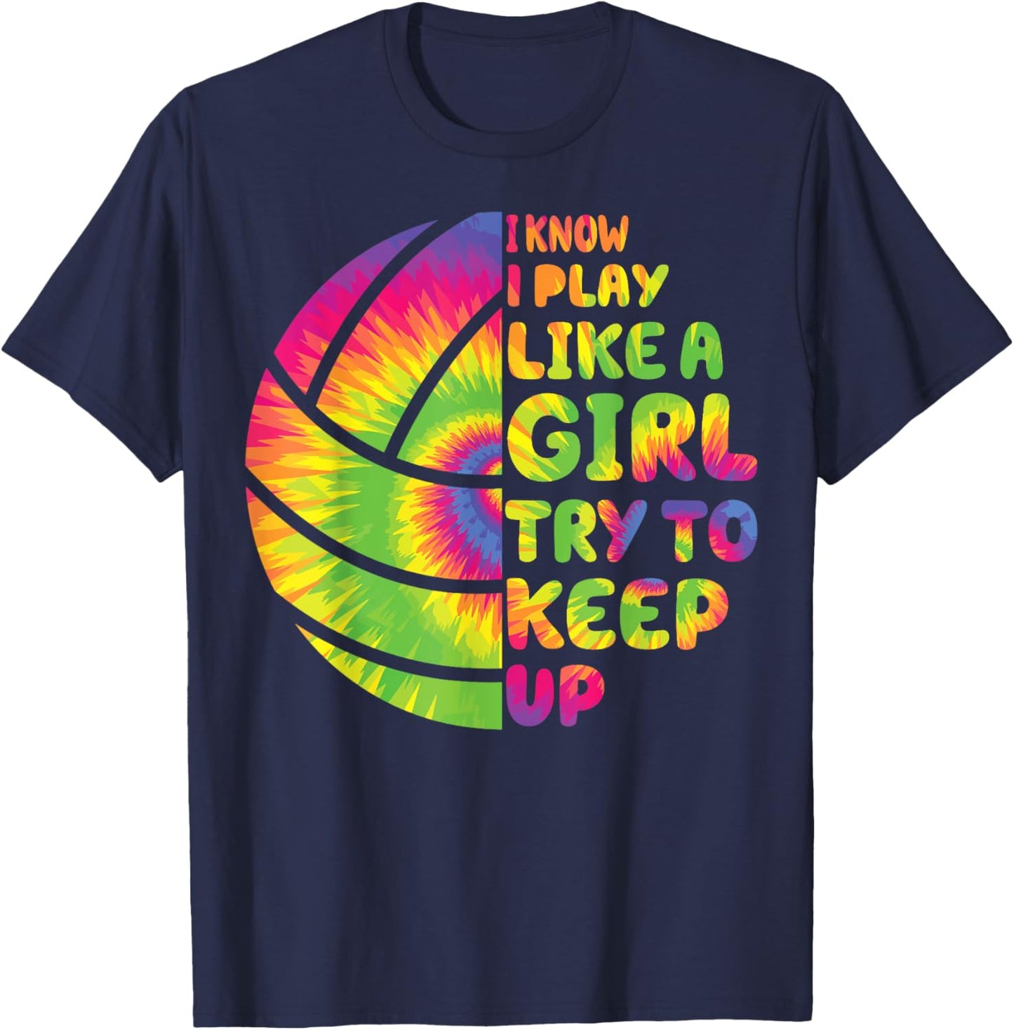 Teen Girls Volleyball t Shirt Funny Kids Player Tie Dye T-Shirt - T-Shirt | Navy