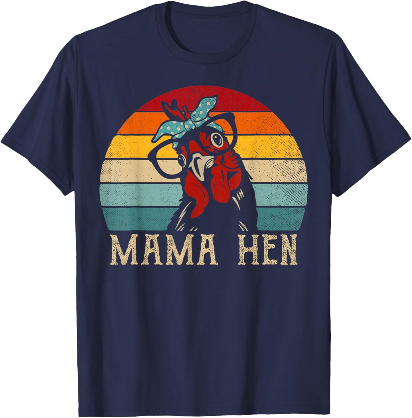 Funny Mama Hen Vintage Retro Chicken Mom Mother T-Shirt - T-Shirt | Navy