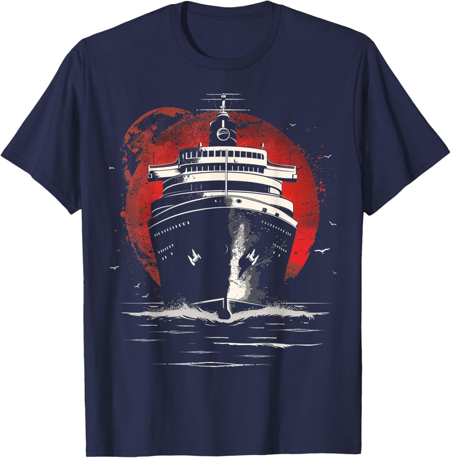 Nautical Red and Black Abstract Oceanliner T-Shirt - T-Shirt | Navy