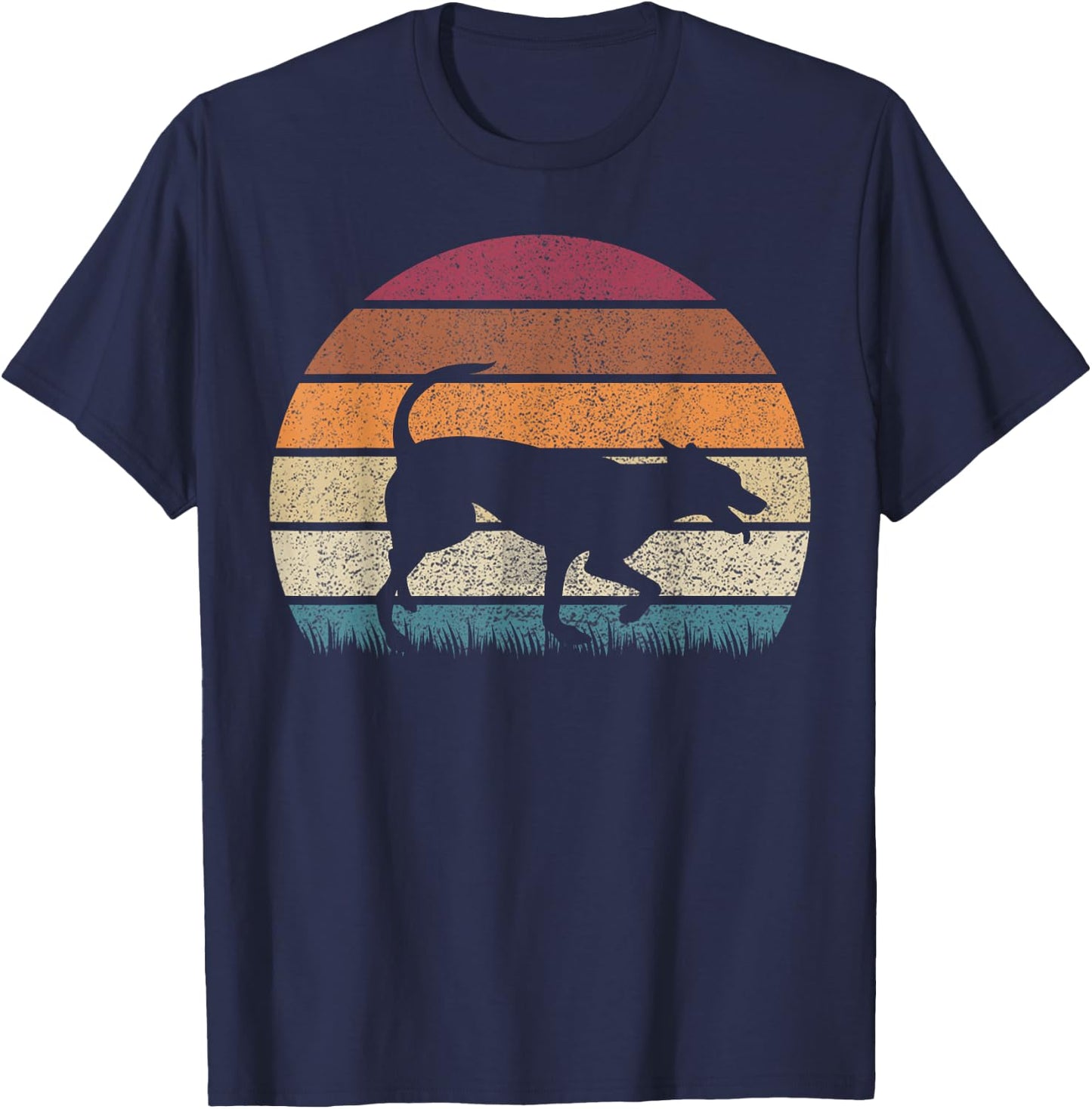Vintage Retro Sunset Formosan Mountain Dog Lover Distressed T-Shirt - T-Shirt | Navy