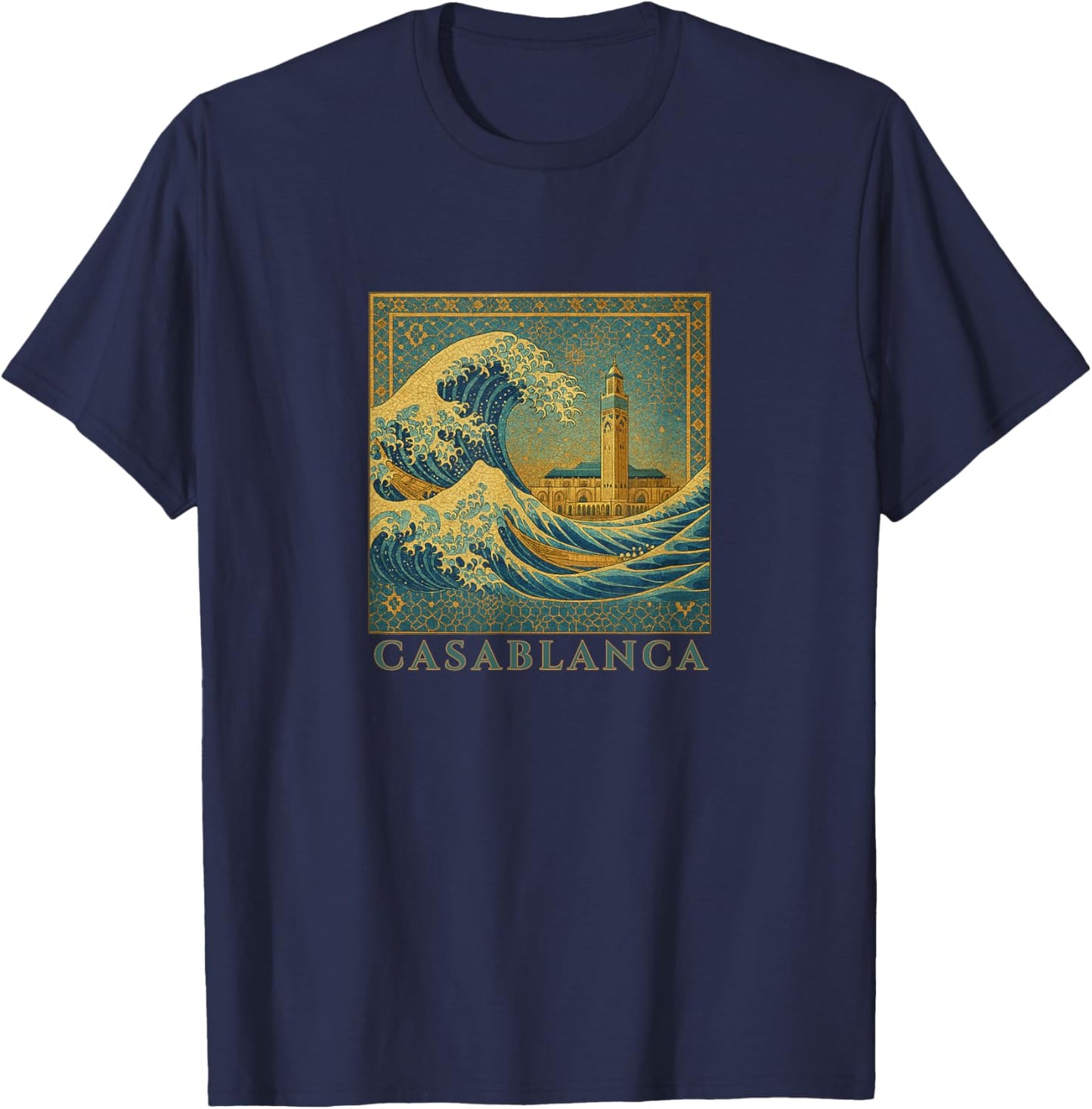 The Great Mosque Wave / Casablanca / Kanagawa Remix T-Shirt - T-Shirt | Navy