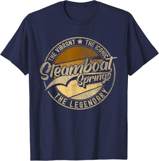 Steamboat Springs CO | Colorado | Vintage Distressed T-Shirt - T-Shirt | Navy