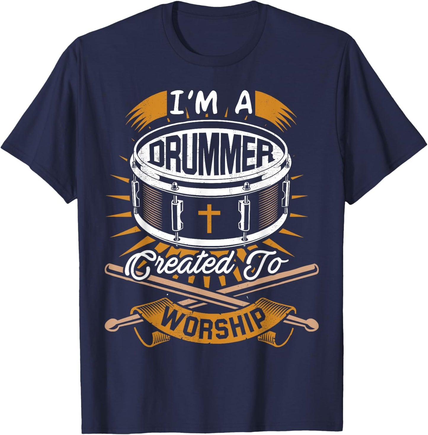 Christian Drummer Gift for Drummers Who Rock God T-Shirt - T-Shirt | Navy