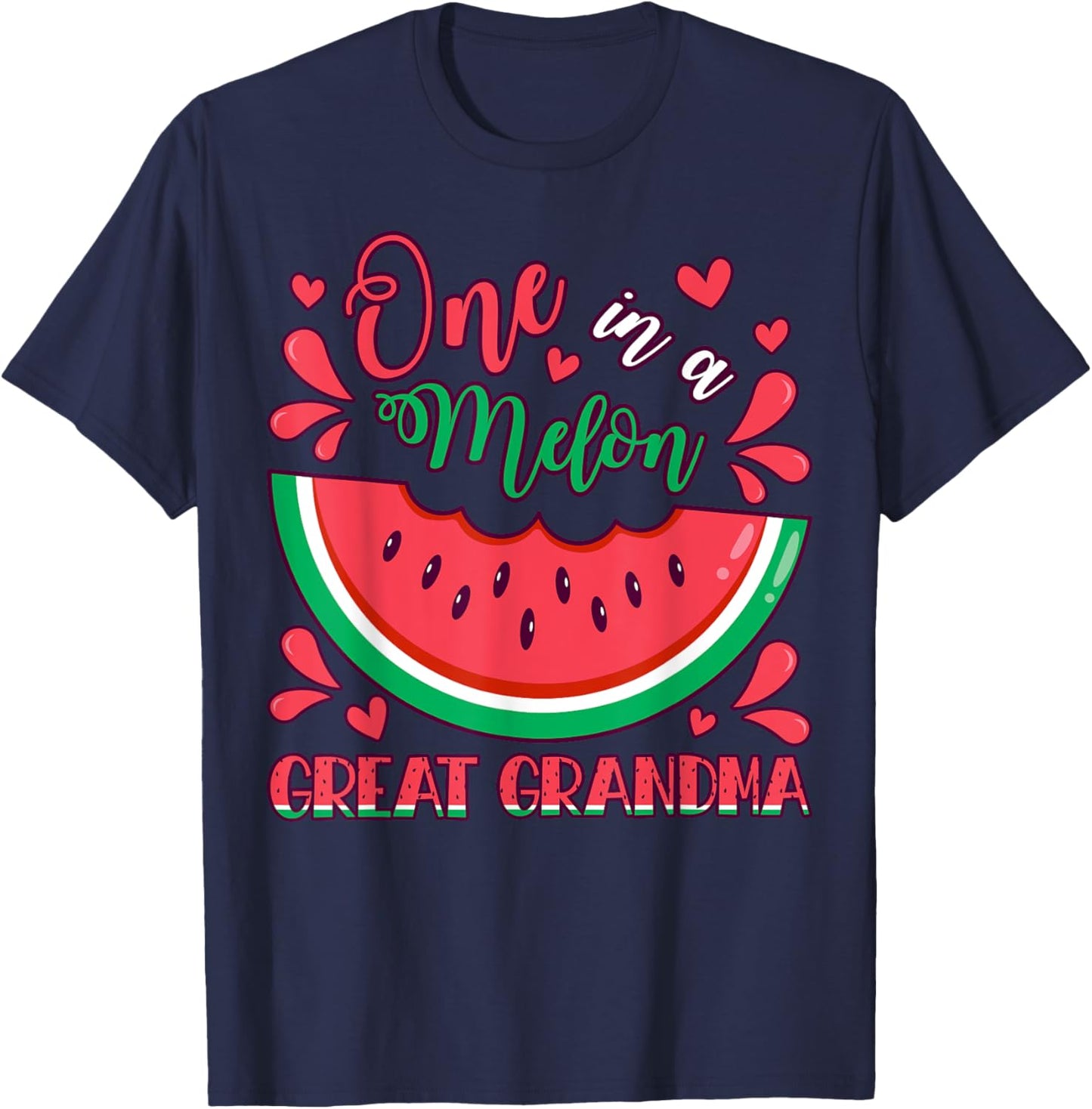 One in a Melon Great Grandma Birthday Party Matching Family T-Shirt - T-Shirt | Navy