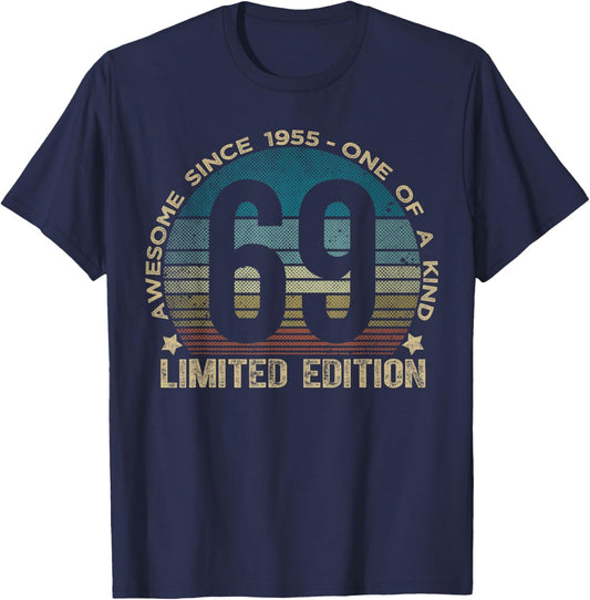 69th Birthday 69 Year Old Gifts Vintage 1955 Limited Edition T-Shirt - T-Shirt | Navy