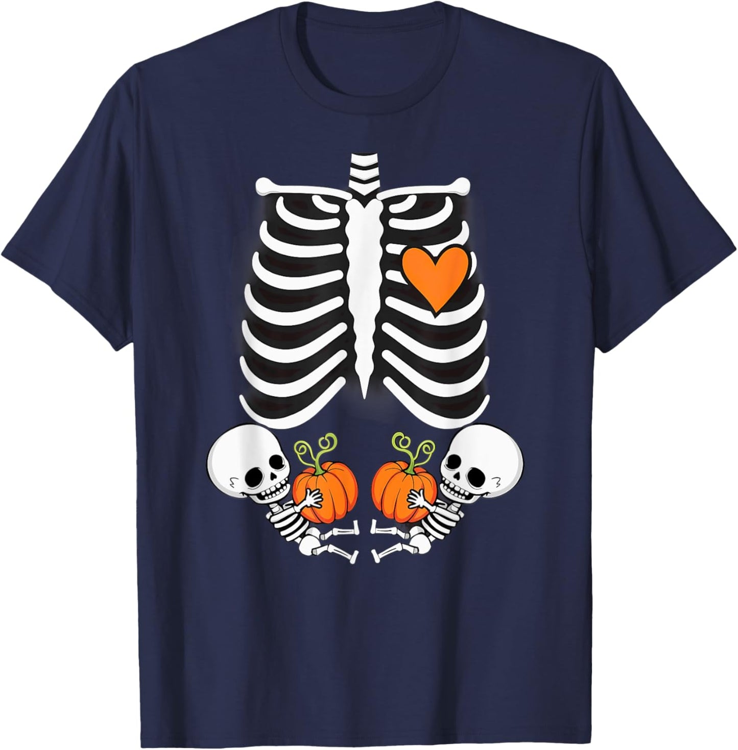 Pregnancy Announcement Gender Reveal Skeleton Twins T-Shirt - T-Shirt | Navy