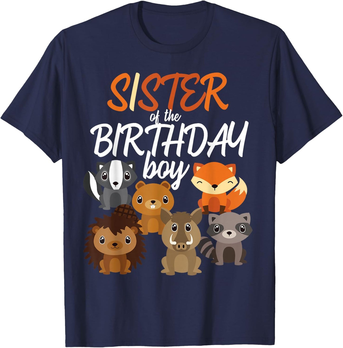Sister Of The Birthday Boy Woodland Party Matching Family T-Shirt - T-Shirt | Navy