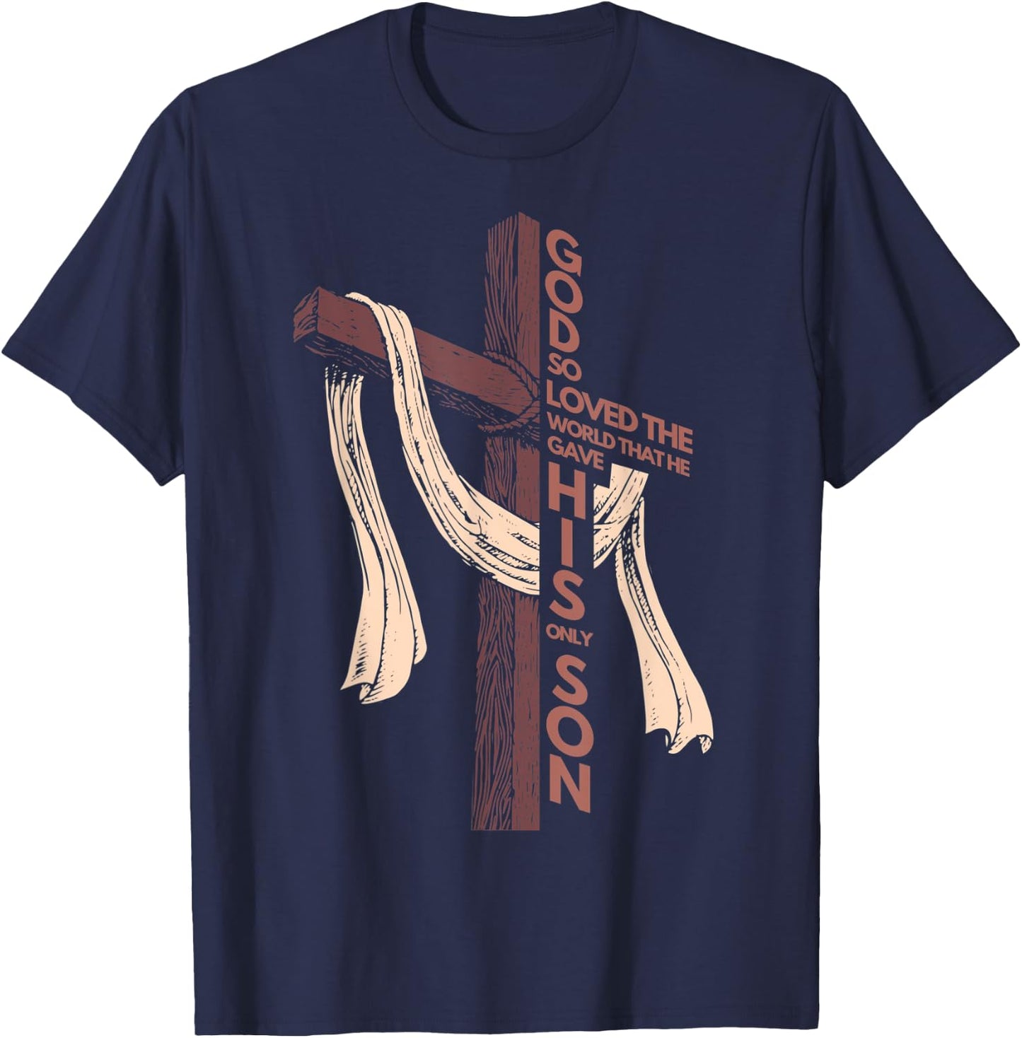 John 3:16 Christian Cross Bible T-Shirt - T-Shirt | Navy
