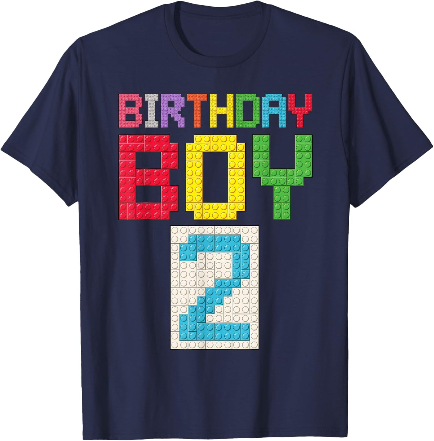 2nd birthday Boy master builder 2 years old block building T-Shirt - T-Shirt | Navy
