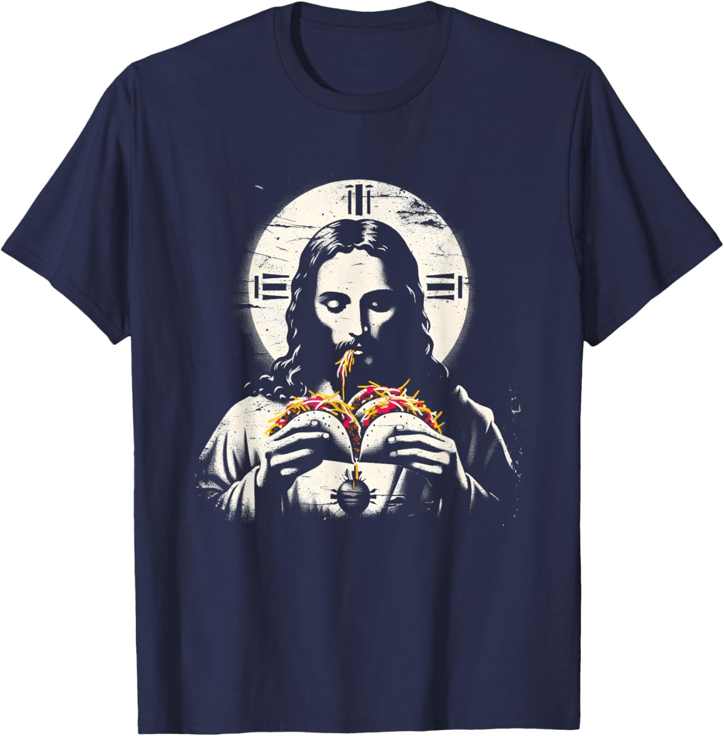 Jesus Eating Tacos - Funny Christian Religious Taco Lover T-Shirt - T-Shirt | Navy