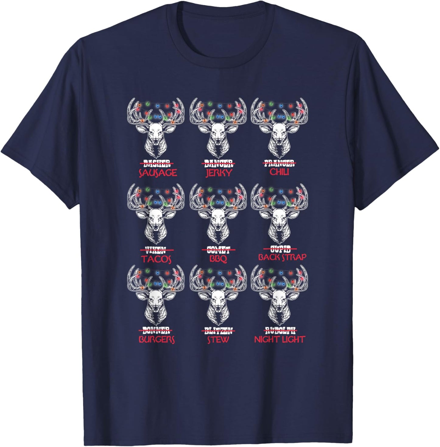 Funny Christmas Deer Bow Hunting Santa Men Women Hunter T-Shirt - T-Shirt | Navy