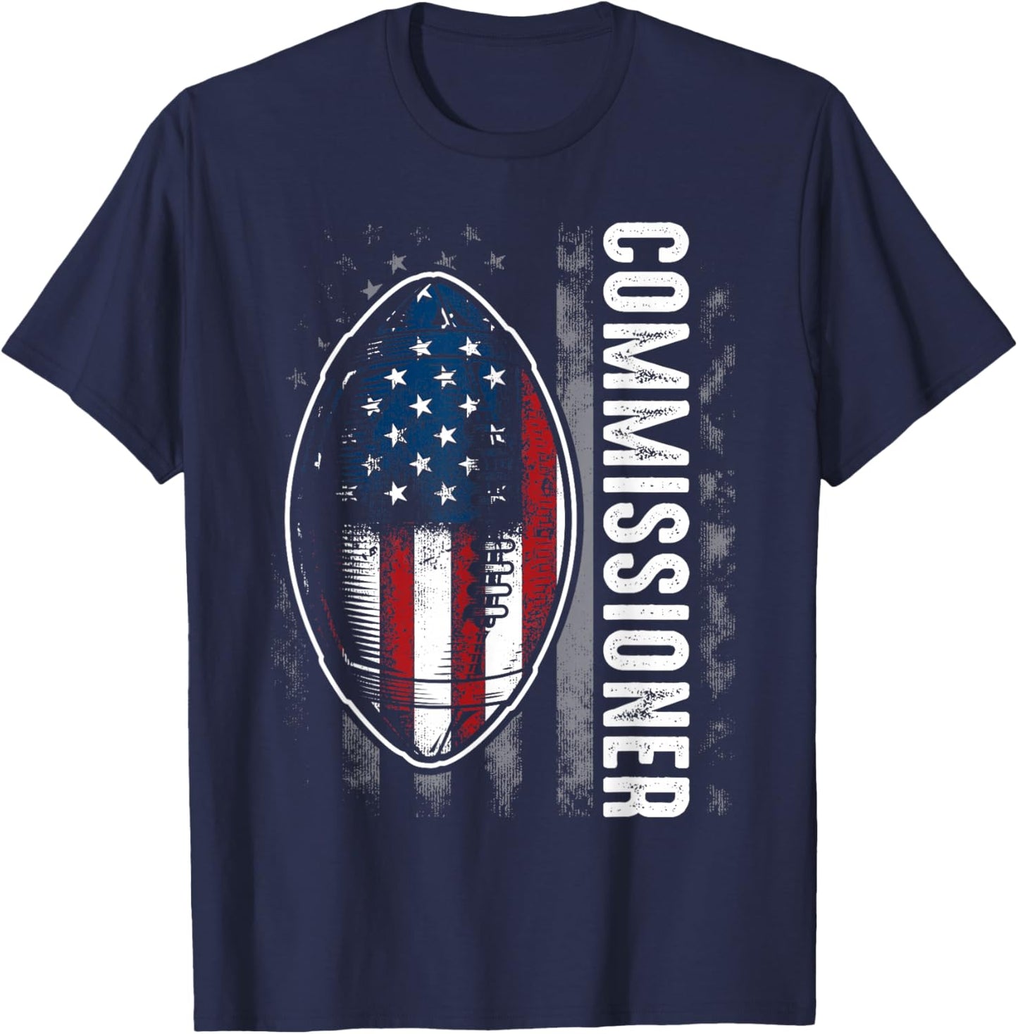 Commissioner Fantasy Football - American Commish Flag T-Shirt - T-Shirt | Navy