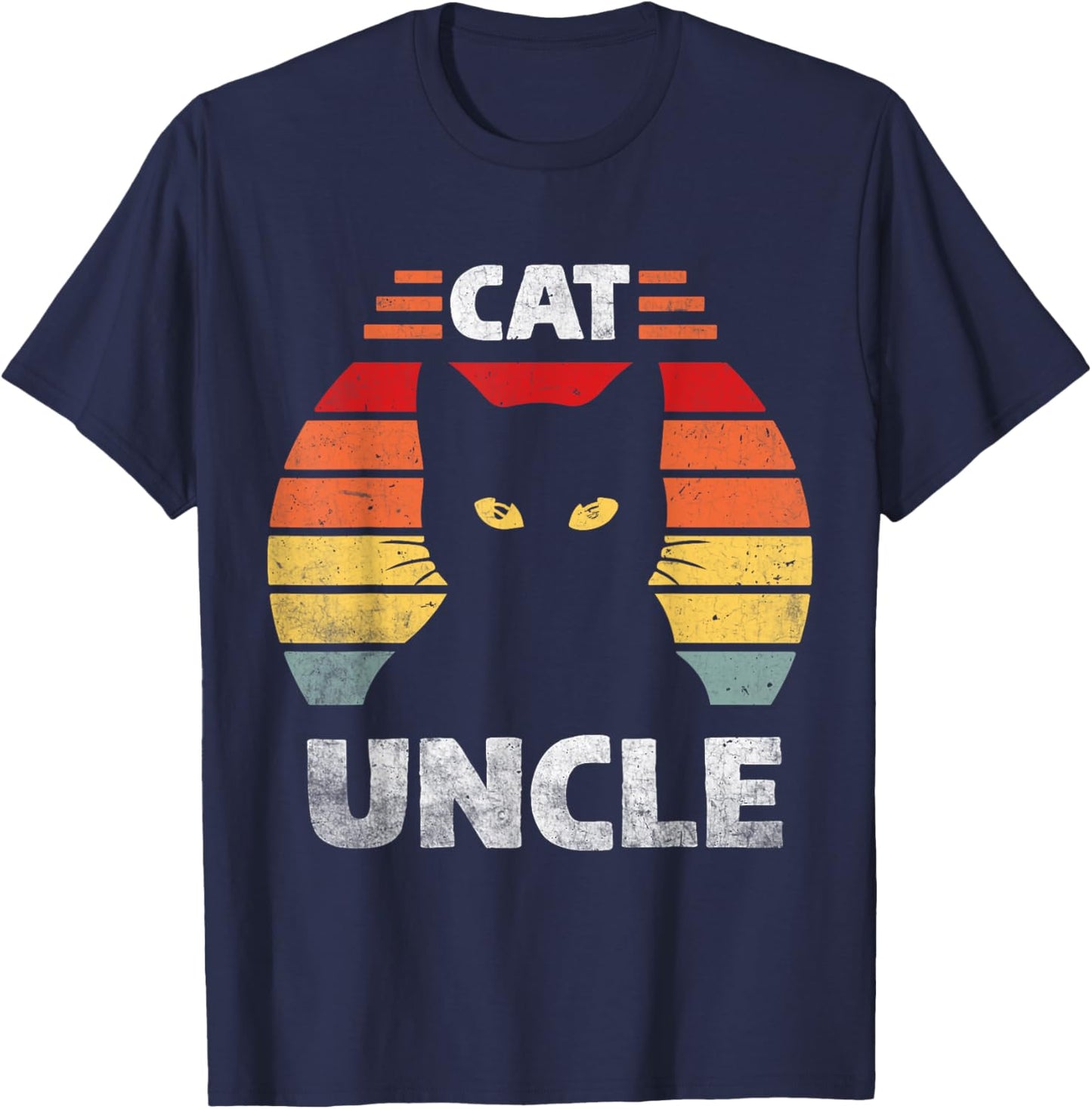 Cat Uncle Black Cat Men Cat Lover Retro Cat Themed Funn T-Shirt - T-Shirt | Navy