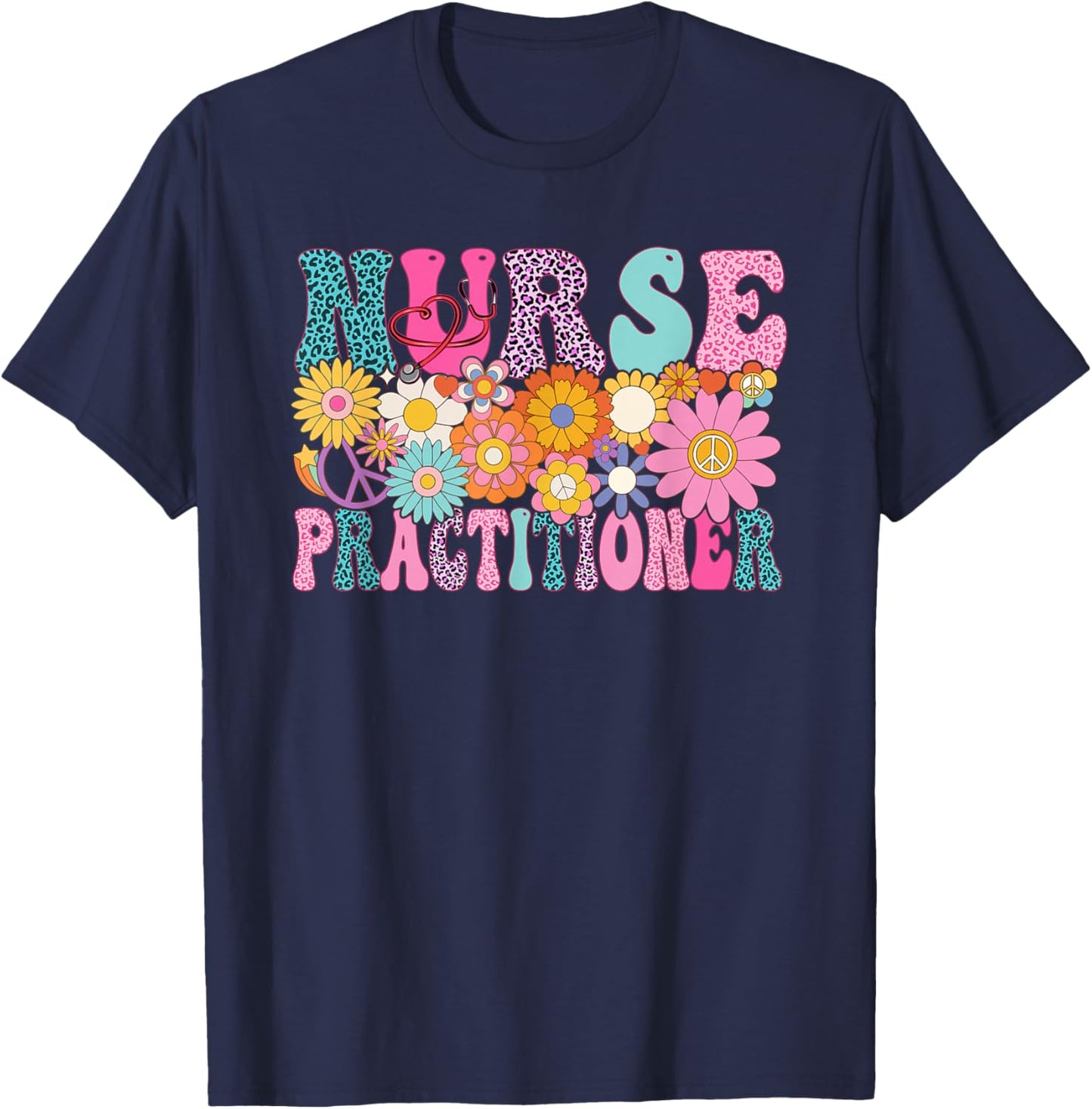 Nurse Practitioner Week Groovy Appreciation Day T-Shirt - T-Shirt | Navy