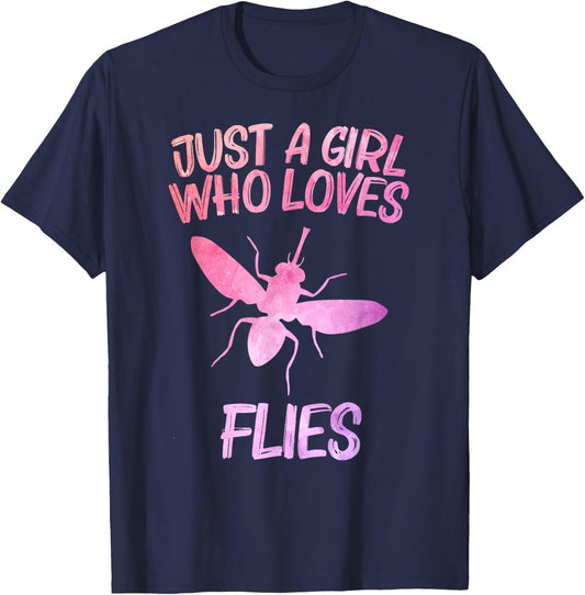 Just A Girl Who Loves Flies Gift Fly Insect T-Shirt - T-Shirt | Navy