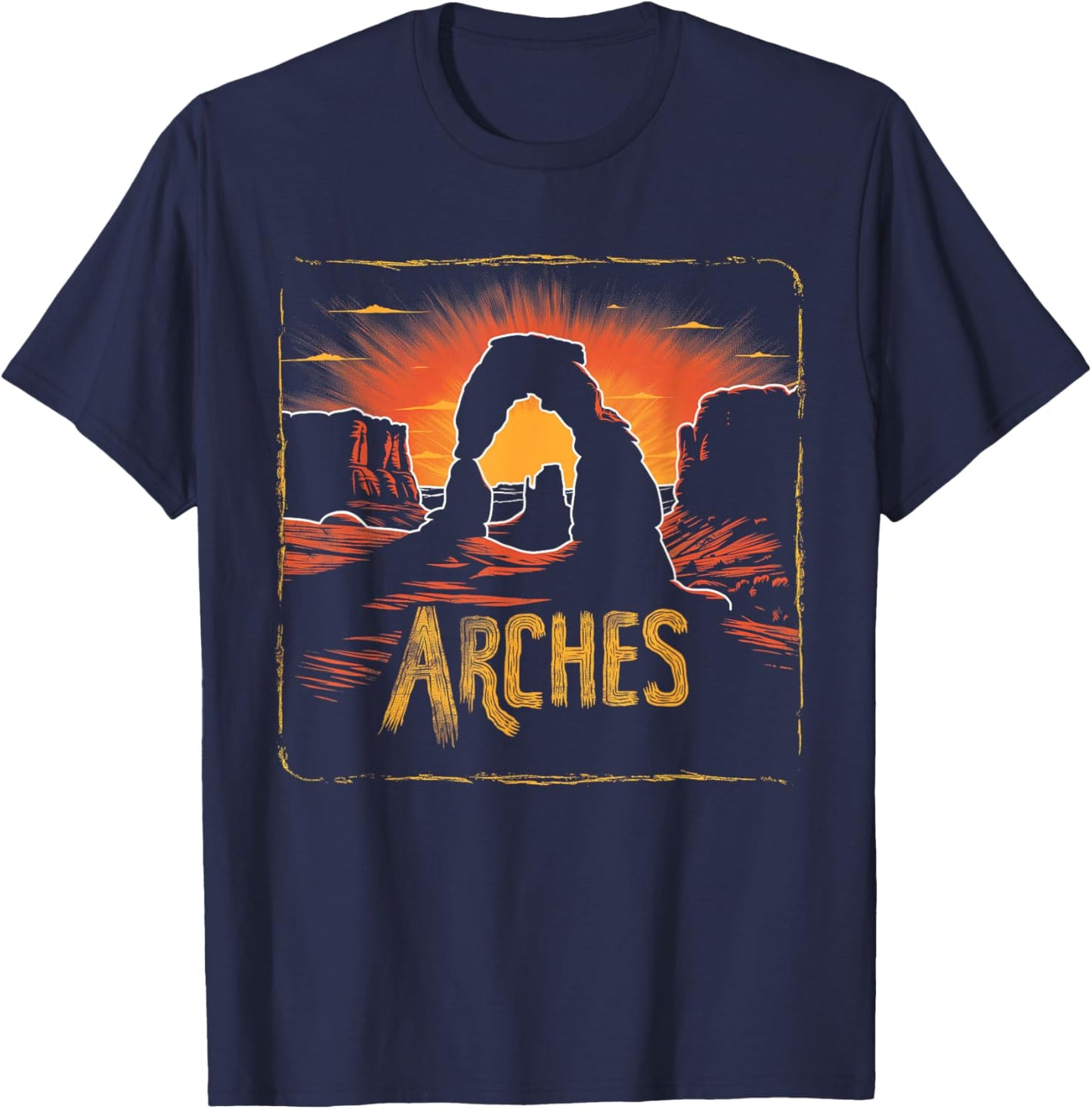 Arches - US National Park Utah Vintage Men Women Kids Retro T-Shirt - T-Shirt | Navy