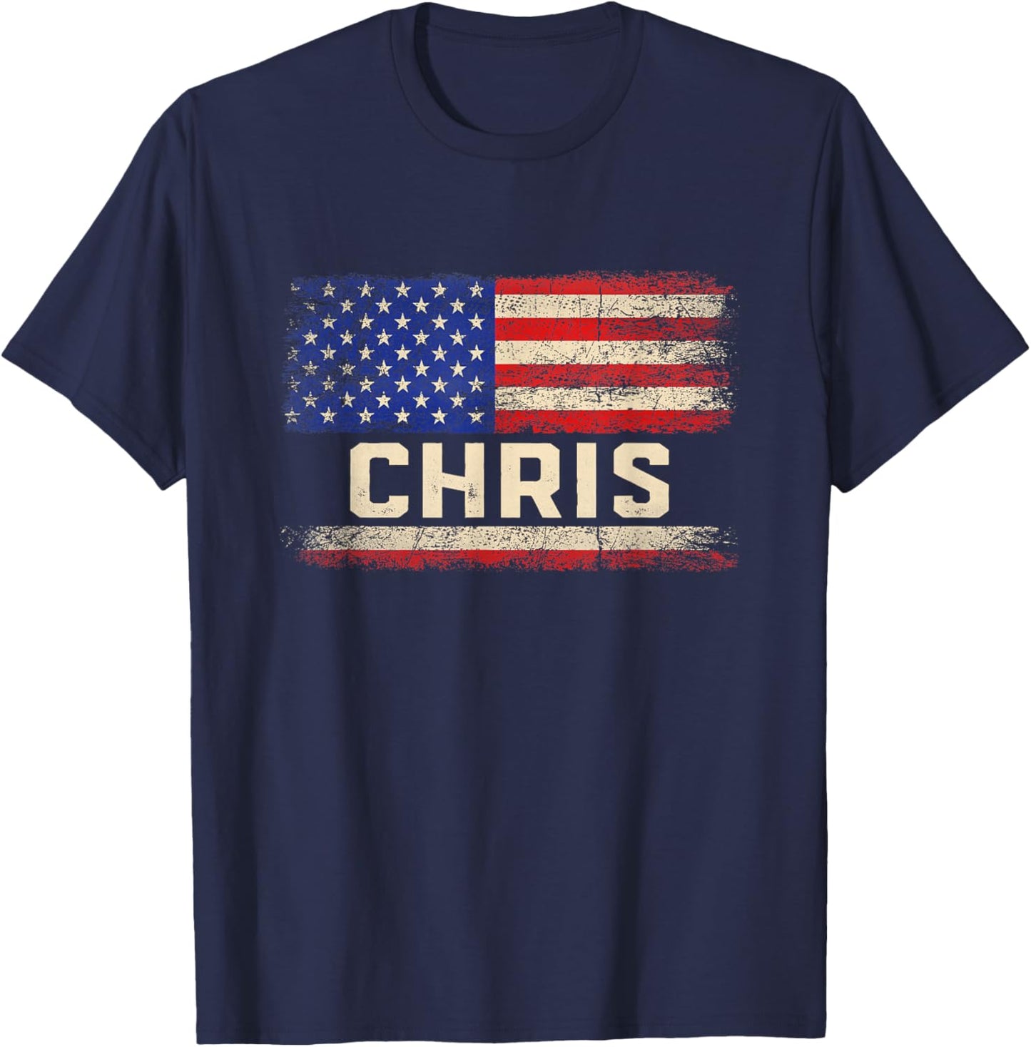 Chris First Name Shirt Chris Name American Flag Kids Men T-Shirt - T-Shirt | Navy