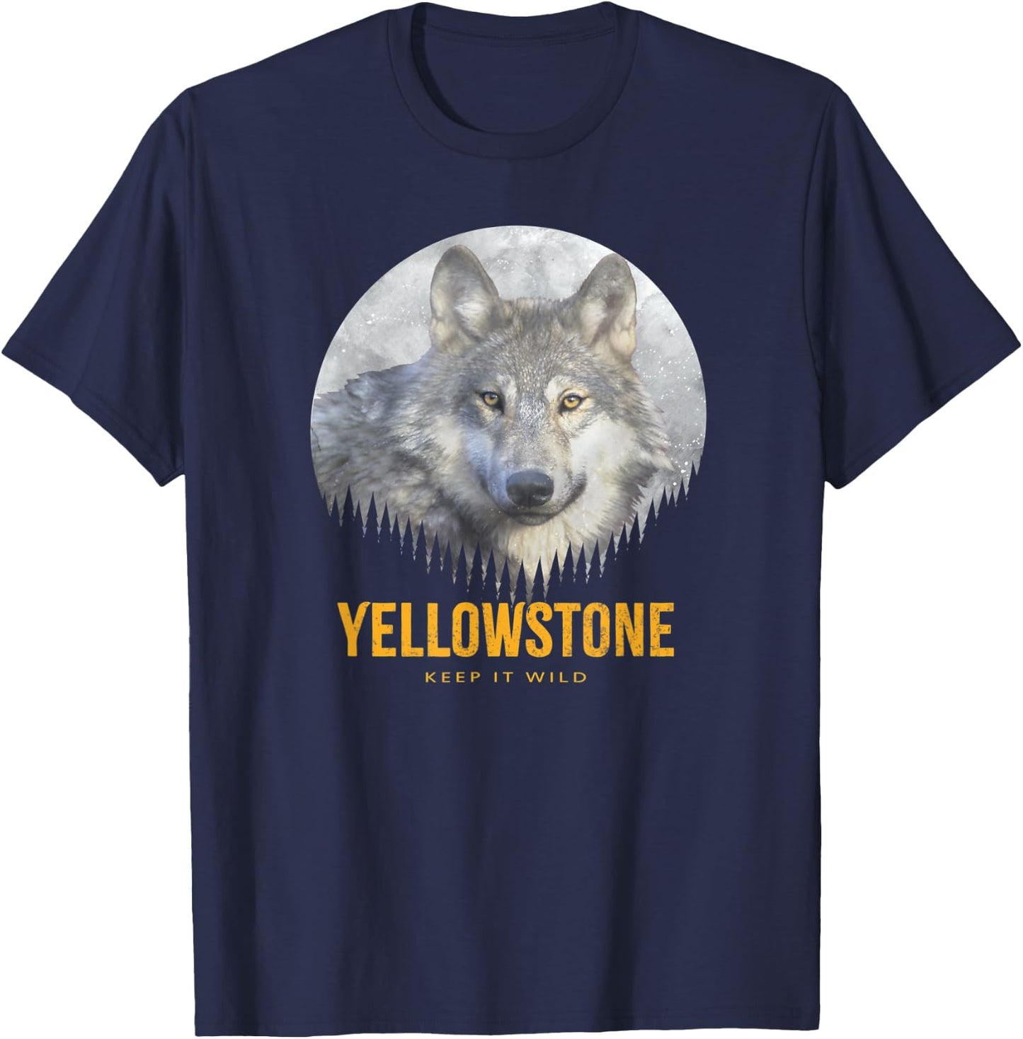 Yellowstone Wild Gray Wolf American Wolf T-Shirt - T-Shirt | Navy