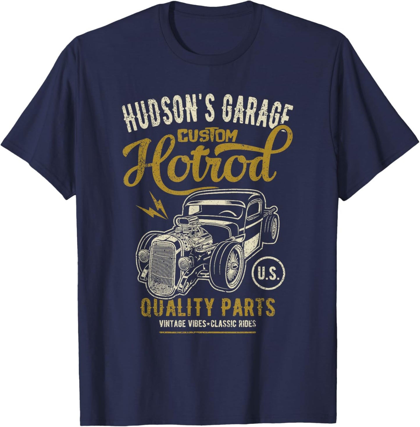 Hudson's Hotrod Garage Classic Car Hudson Design T-Shirt - T-Shirt | Navy