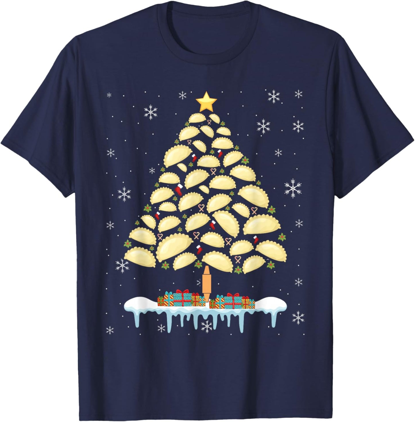 Pierogi Tree Polish Christmas Food Funny Men Women Kids T-Shirt - T-Shirt | Navy